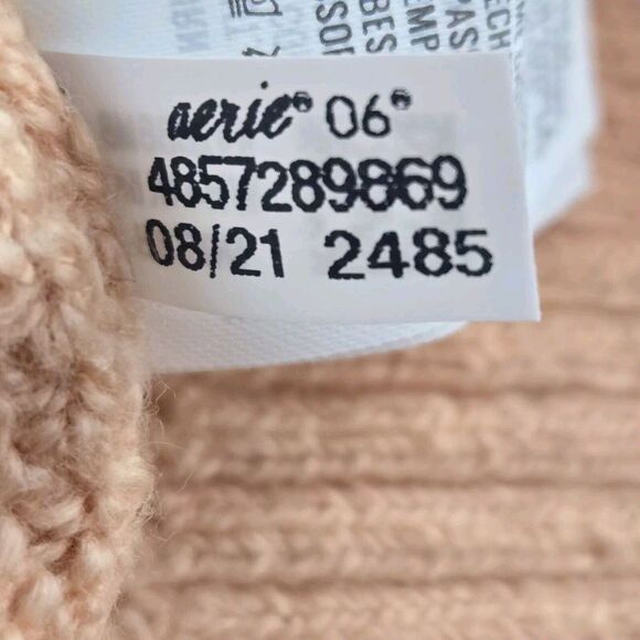 Aerie CozyUp WH44K0K‎ Womens Small Petite Peach Waffle Sweater Hoodie - Picture 6 of 7